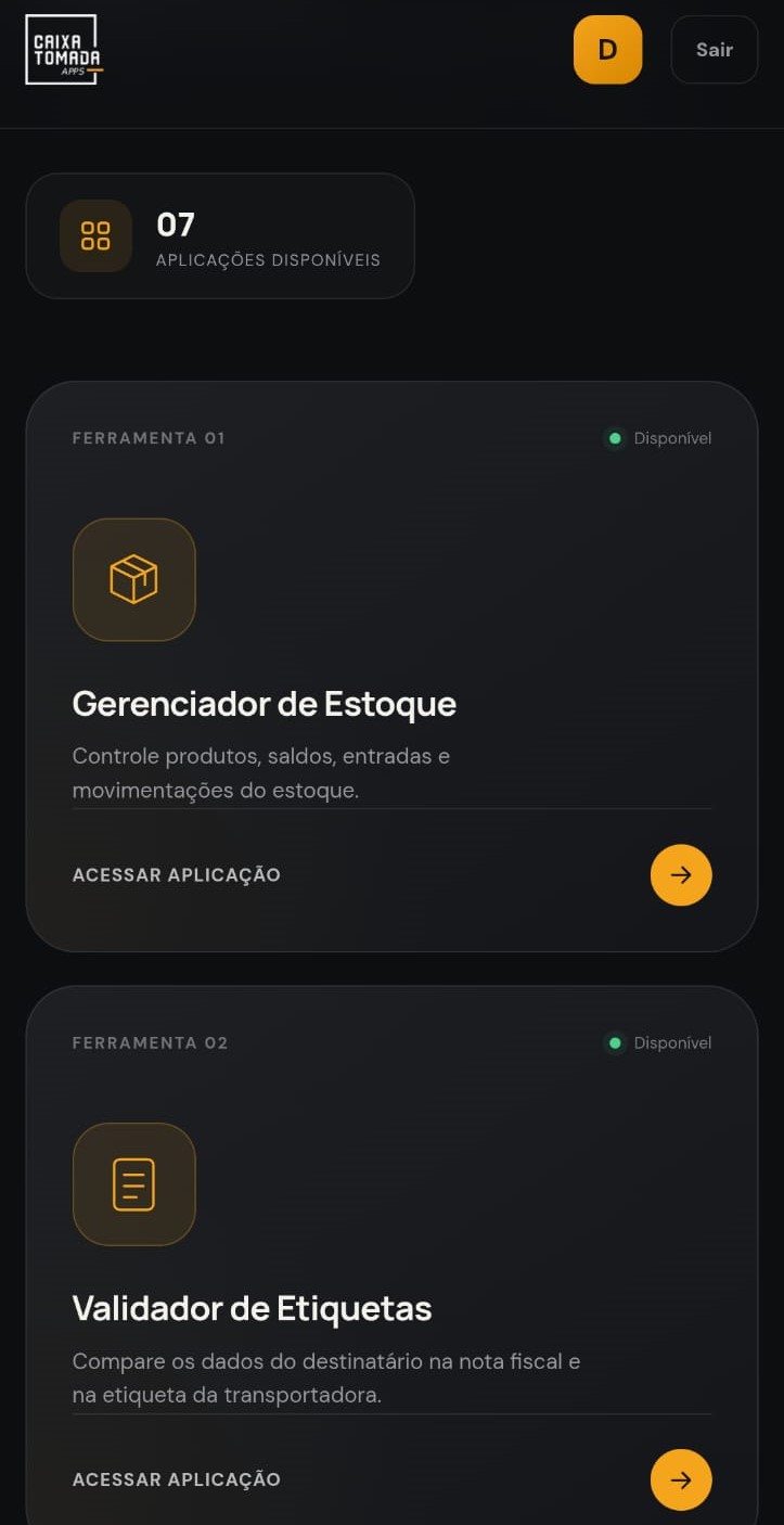 Versão mobile responsiva do hub Caixa Tomada